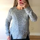 Rebecca Taylor  Moto Sweatshirt Medium off white and navy heather cotton Photo 6