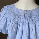 J.Crew Women’s Blue Smock-neck Puff-sleeve Shirt L New Photo 6