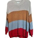 Umgee  Sweater Womens Large Multicolor Stripe Chunky Boucle Pullover Sweatershirt Photo 0