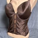 Second Skin Vintage Curvation Bustier Longline Bra 38D  Satin Brown Floral Y2K Photo 2