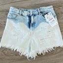 ZARA Denim Blue White Faded Distressed High Waisted Shorts Photo 0