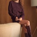 Lulus Burgundy Cable Knit Mini Sweater Dress Photo 1