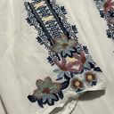 Luna  Moon Embroidered White Top Boho Peasant‎ Blouse Size Medium Photo 5