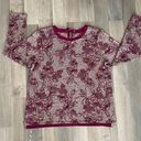 st. john's bay  Womens Sweater Maroon Floral Tie Back Stretch Long Sleeve Crew XL Photo 0