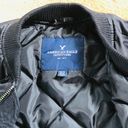 American Eagle Floral Embroidered Black Puffer Bomber Jacket Photo 6