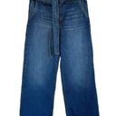 Sneak Peak  JRS SZ 11/W30 Wide Leg Jeans Belted Frayed Hems Stretch Hi-Rise Blue Photo 0