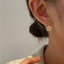 Flower Dangle Drop Earrings for Women Gold Photo 3