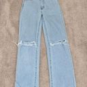 Rolla's  Heidi High Rise Loose Straight Jeans in Holiday Blue Busted Knee Size 24 Photo 3