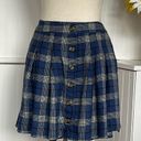 American Eagle   Blue & White Plaid Pleated Mini Skirt Photo 1