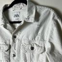 ZARA  - Women’s Distressed Denim Jacket White Cotton - Sz.‎ S Photo 3