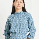 Hill House NWT  Blue Linear Floral Poly Crepe The Millie Top Size XL Photo 0