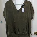 fab'rik Fab’rik Willa Satin Vneck blouse green M NWT Photo 0