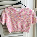 Boutique Pretty Garbage Rainbow Cropped Short Sleeve Sweater Photo 0