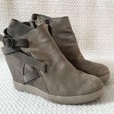 Eileen Fisher  Zest Mineral Metallic Silver Wedge Ankle Heel Strap Boots Shoes 7 Photo 2