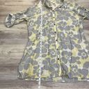 Coldwater Creek Pale Yellow Gray & White Floral Print Button Down Roll Up Sleeve Photo 11