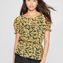 Who What Wear Sale 3/$20 |  Yellow and Black Floral Blouse Photo 0