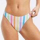 South Beach  US8 Textured Bikini Pastel Stripe One Shoulder High Cut Swimsuit Photo 3