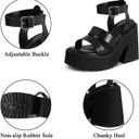 Steve Madden Black Open-Toe Chunky Block High Heel Platform Sandals, Size 8 Photo 2