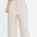 ZARA Off White Ecru Linen Pants With Rope Drawstring Size Small Photo 0