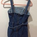 Hollister  Small S denim stretch mini overall dress belted blue Photo 6