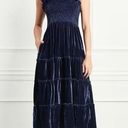 Hill House  The Ellie Tiered Midi Nap Dress in Navy Velvet Size XS Photo 0