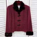 Danny & Nicole  Faux Fur Trim Blazer Jacket Maroon Red 6 Photo 6