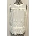 Sonoma  Goods For Life Women Top Size Small Sleeveless Cream Eyelet floral lace Photo 1