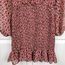 The Row  A Burgundy Floral Long Sleeve Ruffle Smoked Dress Long Sleeve Size L Photo 6