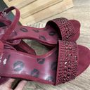 Juicy Couture  Women’s 6.5 Maroon Burgundy Rhinestone Faux Suede Slingback Heels Photo 2