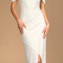 Lulus Falling For Us White Lace Off-The-Shoulder Faux-Wrap Midi Dress Photo 0