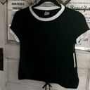 No Bo Nwt  Womens Size Small 3-5 Short Sleeve Black white Crop Top‎ Shirt Photo 1