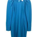 Esley  Pleated Shoulder Sheath Dress Long Sleeve Button Cuff Blue Size Medium Photo 0