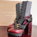 Burberry  Leather And Snake Skin Cut Out Platform Westmarsh boots Size 39.5 RARE Photo 3