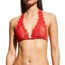 PilyQ New. /PQ red lace halter bikini top. Large. Retails $84 Photo 2