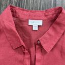 J.Jill  Love Linen Red Long Sleeve Roll Tab Button Blouse Size Large Petite Photo 2