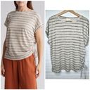 Caslon  Women's Beige Striped Short Sleeve Drawstring T-Shirt Size L in Oatmeal Photo 1