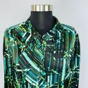 Worthington  Womens XL Abstract Print Button Down Ruffle Front Long Sleeve Top Photo 1