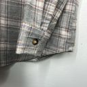 Apricot Lane Flannel Plaid Long Sleeve Front Button Closure With Hood Shirt Gray Small Cotton Photo 4