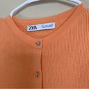 ZARA  Ribbed Cropped Short Sleeve‎ Cardigan & tank sweater set medium orange Photo 9