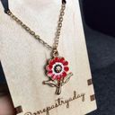 Wish Flower Make a  Fashion Necklace, Gold, Red Enamel Photo 4