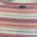 St. John  Blouse Pink White Stripe Large Pullover Stretch Square Neck Top Photo 6