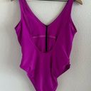 Xhilaration  Magenta One Piece Exposed Black Zipper Y2K 90s Swimsuit Scoop Back L Photo 1