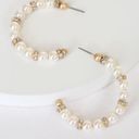 Lulus Pearl Rhinestone Hoop Earrings Photo 1