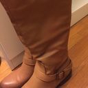 American Eagle Tan Double Buckle Full Zip Up Leather Riding Boots Photo 3