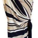 Ralph Lauren Lauren  Women's Beige Navy Striped Draped Ruched Dress Size 4 Photo 0