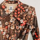 Ivy Jane  Brown Groovy Flower Corduroy Long Coat. Size Medium Photo 1