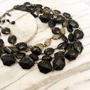 Talbots  Chunky Beaded Layered Necklace - Black Faceted Beads Multilayer Photo 3