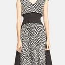 Tracy Reese  Black White Malak Houndstooth Jacquard MIDI Dress Size 6 Photo 0