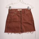 We The Free Free People  Womens 24  Zip It Up Denim Mini Skirt Frayed Photo 1