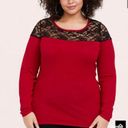 Torrid  Pullover Lace Yolk Sweater Red Black Size 0 / Large Photo 6